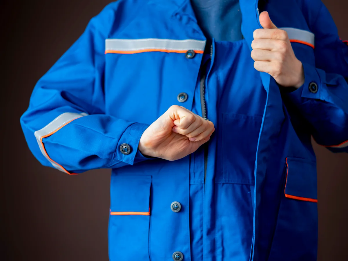 Blue protective workwear with reflective trim